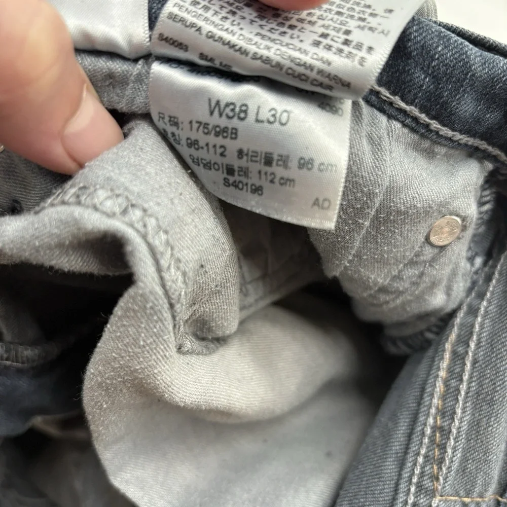 Men's Levi's 505 Straight Leg Dark Wash Blue Denim Jeans Size 38X28.5